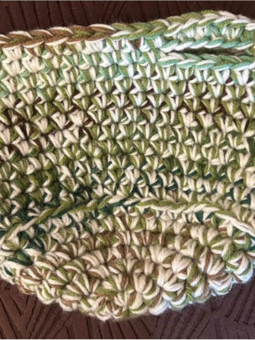 Handcrafted Green & White Crocheted Home Accent Basket